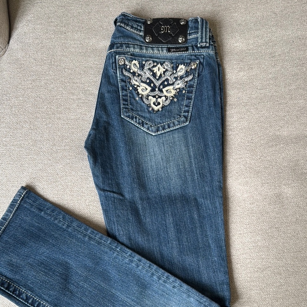 Women's Blue Embellished Jeans